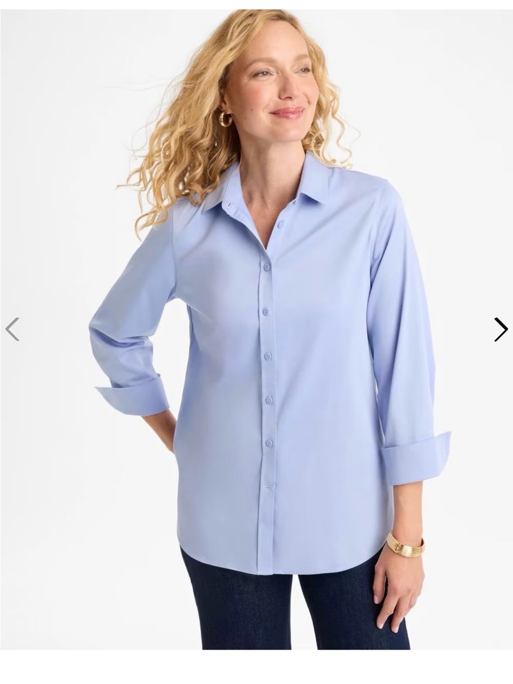 Chico's no iron collection Light Blue Long-Sleeve Dress Shirt